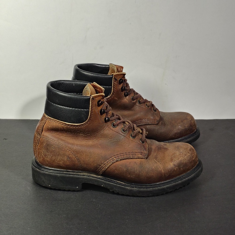Vintage Red Wing 207 Boots Mens 8.5EE Brown Leather Super Sole Work USA Made 90s